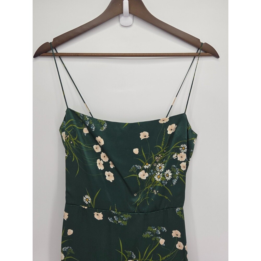 Reformation Frankie Dress Buena Green Floral Silk Slip Maxi Dress Size 2 - Picture 4 of 5